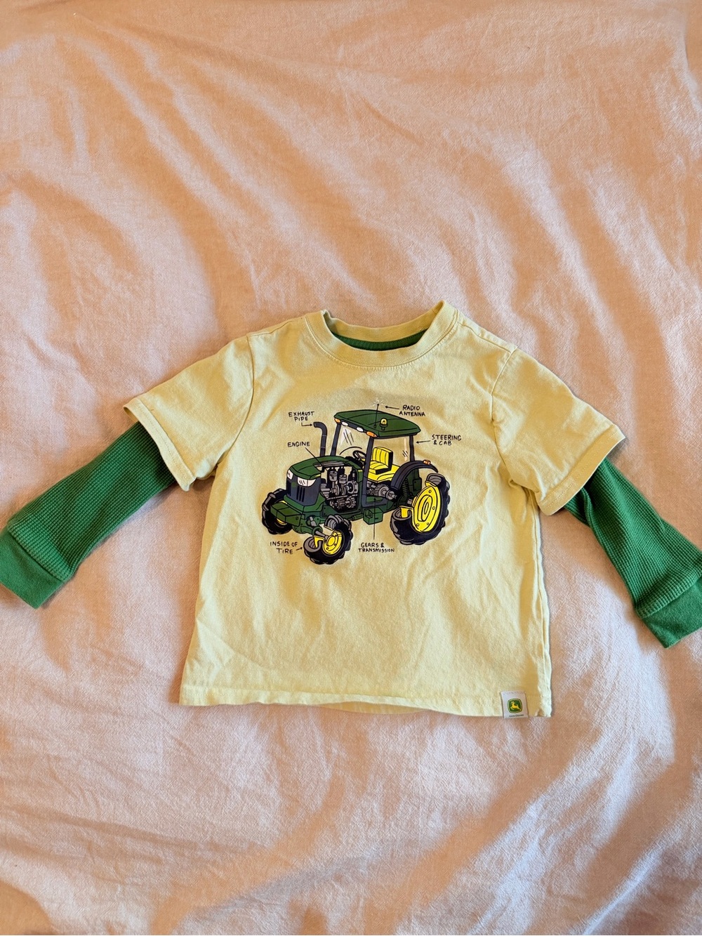 John Deere Yellow & Green Tractor Layered Long-Sleeve Tee